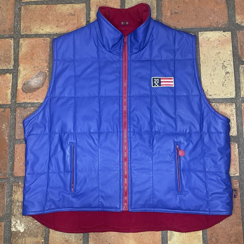 Wrangler Vest Women’s XL Reversible Fleece 20X Red Blue Puffer